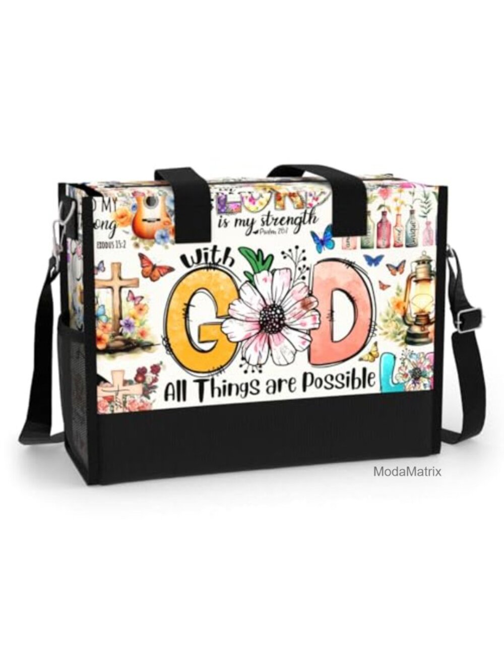 Large Waterproof Tote Bag with Pockets & Zipper, Christian Faith Gift